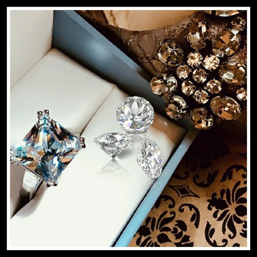 💍9CT PRINCESS CUT DIAMOND IN 8 PRONGS RING💍6,7,8 - Picture 2 of 7